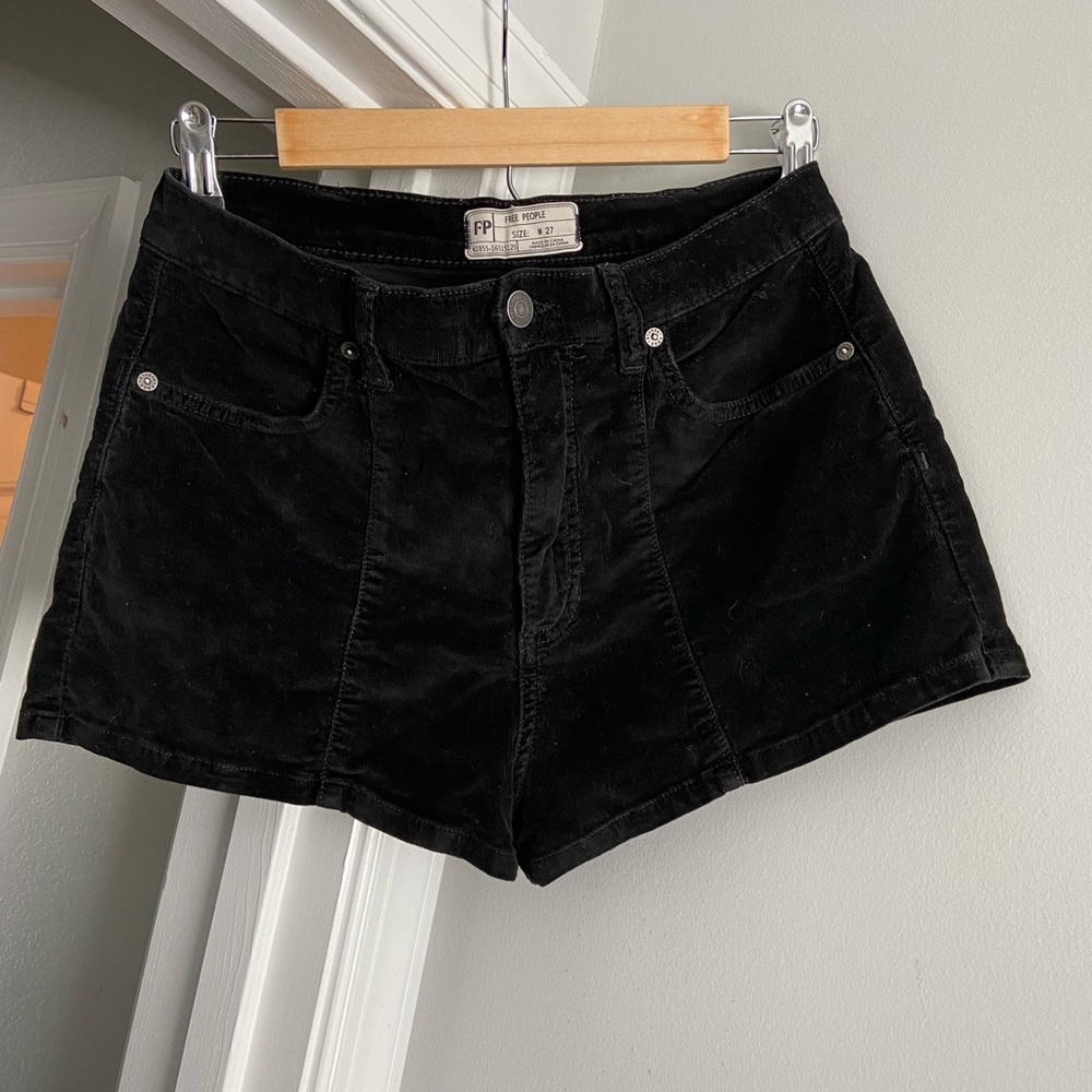 FP black corduroy shorts